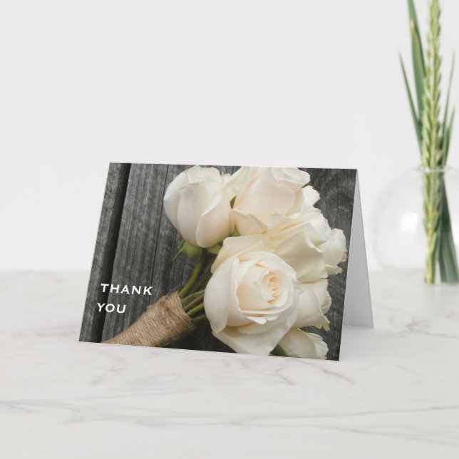 White Bouquet & Barn Wood Dankeschön Karte (Vorderseite)