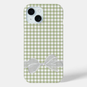White Bow auf Sage Green Gingham Case-Mate iPhone Hülle