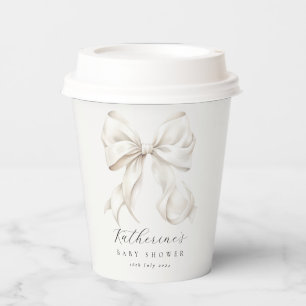 White Bow Baby Showcup Pappbecher