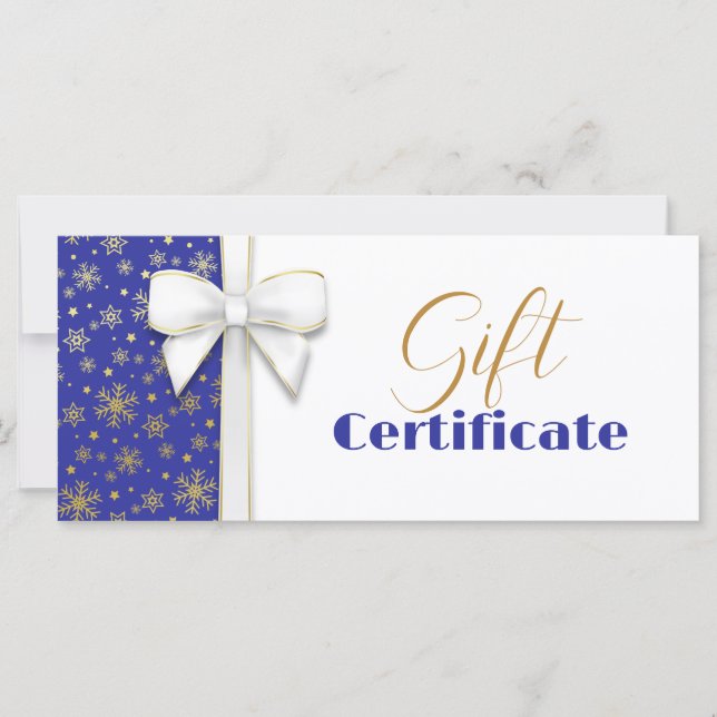 White Bow Blue Luxury Gold Snowflakes (Vorderseite)