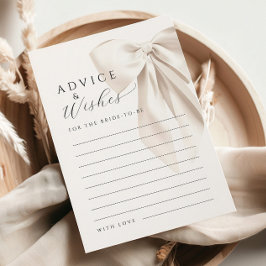 White Bow Brautparty Ratschläge & Wünsche Karte