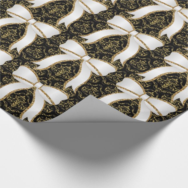 White Bow Elegantes Weihnachtswrapping Paper Geschenkpapier (Ecke)