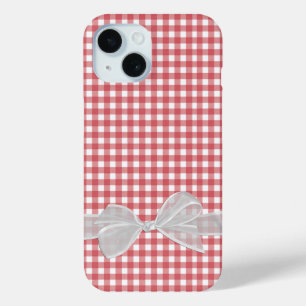 White Bow On Red and White Gingham Case-Mate iPhone Hülle