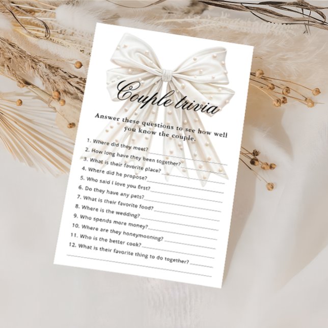 White Bow Pearls Couple Trivia Brautparty Spiel (Von Creator hochgeladen)