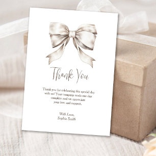 White Bow Ribbon Vintag Baby Dusche Dankeskarte