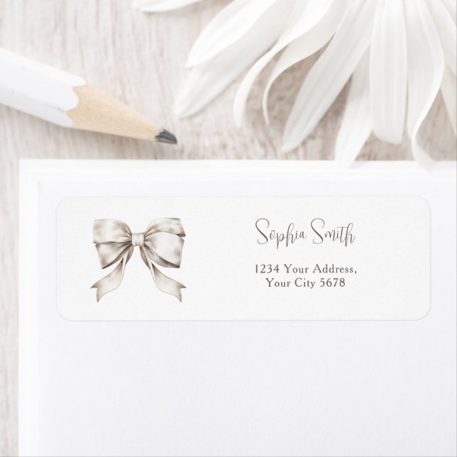 White Bow Ribbon Vintag Baby Showadresse (Insitu)