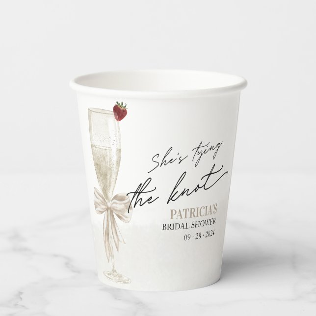 White Bow Sie bindet das Brautparty des Knotens Pappbecher (Rückseite)