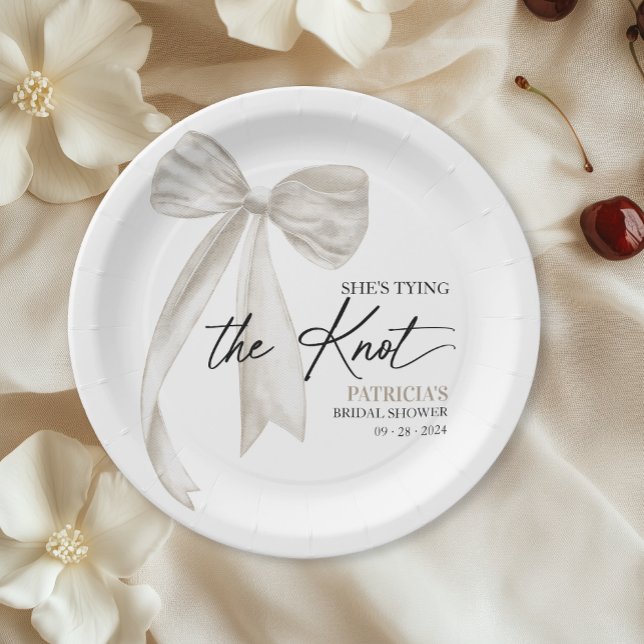White Bow Sie bindet das Brautparty des Knotens Pappteller (Von Creator hochgeladen)