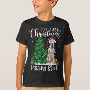 White Boxer Christmas Lights Funny Pajama Dog Lieb T-Shirt