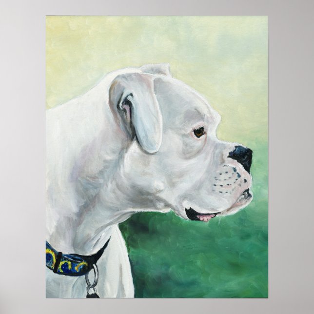 White Boxer Dog Art Print Poster (Vorne)