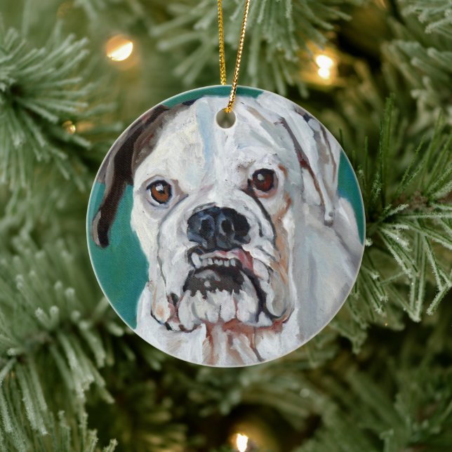 White Boxer Dog Christmas Ornament (Baum)