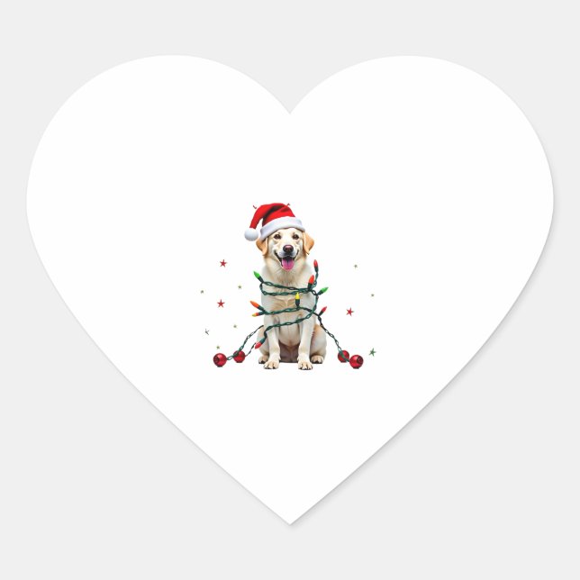 White Boxer Dog Ugly Christmas Sweater Funny Xmas  Herz-Aufkleber (Vorderseite)