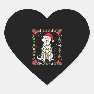 White Boxer Dog Ugly Christmas Sweater Funny Xmas  Herz-Aufkleber