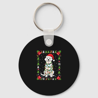 White Boxer Dog Ugly Christmas Sweater Funny Xmas  Schlüsselanhänger