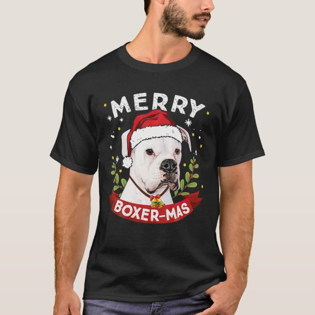 White Boxer Dog Weihnachtsjunge Mädchen Kinder T-Shirt (Vorderseite)
