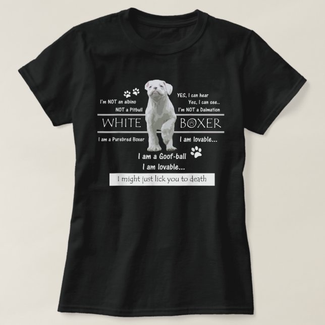 White Boxer Fakten T-Shirt (Design vorne)