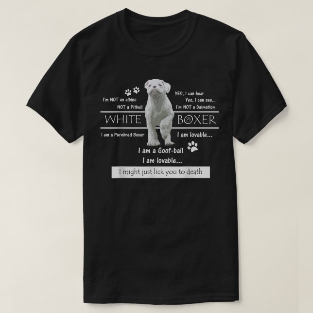 White Boxer Fakten T-Shirt (Design vorne)