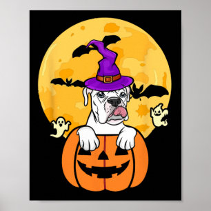 White Boxer Hexenhund Lover Halloween Kostüm Poster