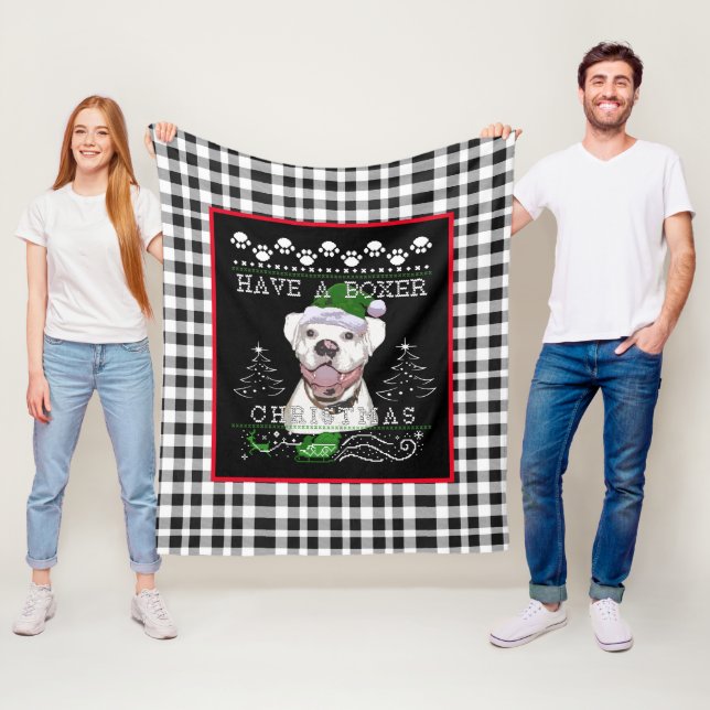 White Boxer-Hund-Theme Fleecedecke (Beispiel)