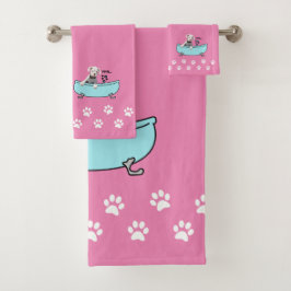 White Boxer Hund Thread Badezimmer Dekoration Badhandtuch Set