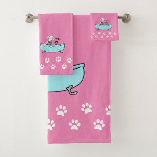 White Boxer Hund Thread Badezimmer Dekoration Badhandtuch Set