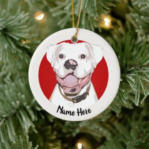 White Boxer Hund Weihnachtsschmuck