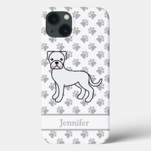 White Boxer Niedlicher Cartoon Dog & Name Case-Mate iPhone Hülle
