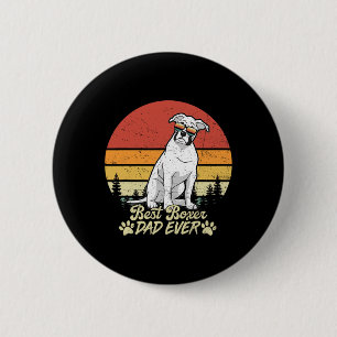 White Boxer Vater Ever Vintager Retro Hund-Vaterta Button