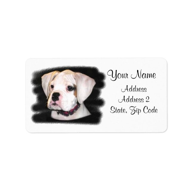 White Boxer Welpe-Adressetikett Adressaufkleber (Vorne)
