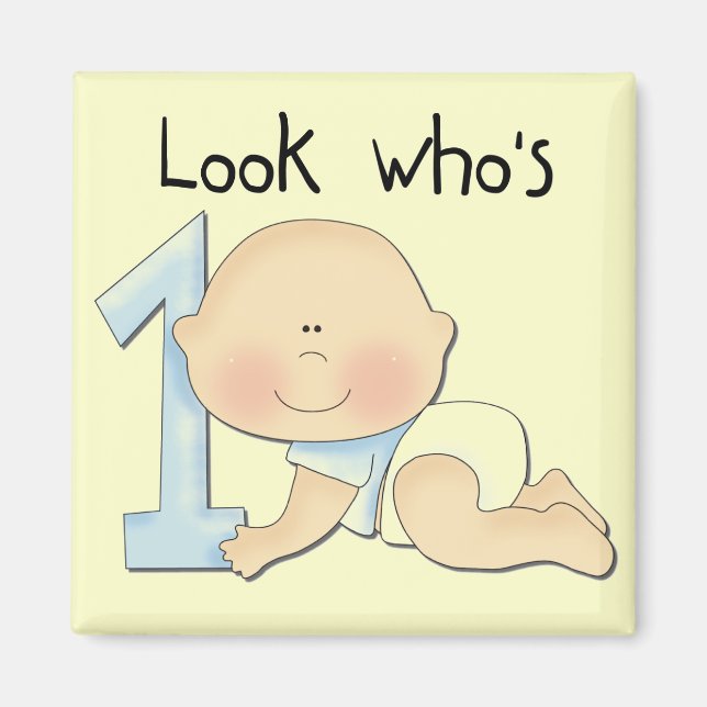 White Boy 1. Geburtstag Tshirts und Geschenke Magnet (Vorne)