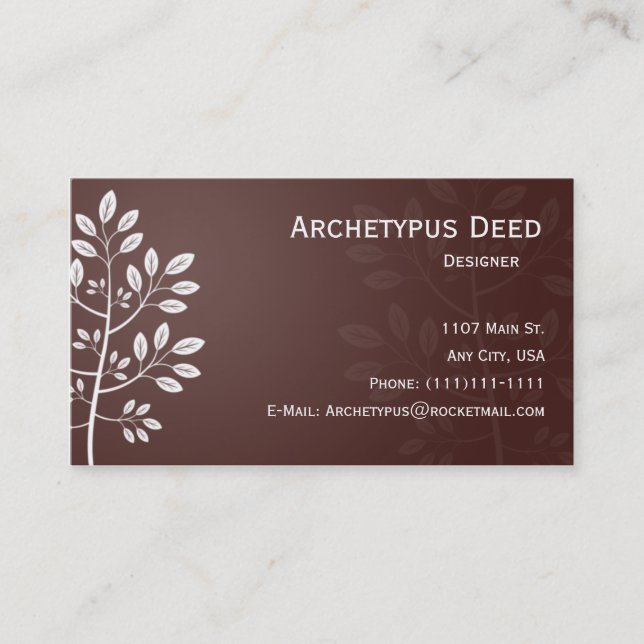 White Branch auf der Red Business Card Visitenkarte (Vorderseite)
