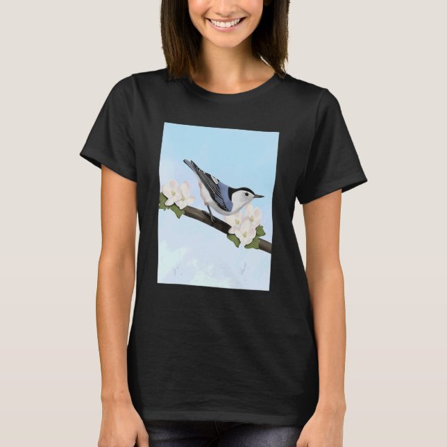 White Breastch Nuthatch Bird Bird Birdwatcher Bio T-Shirt (Vorderseite)