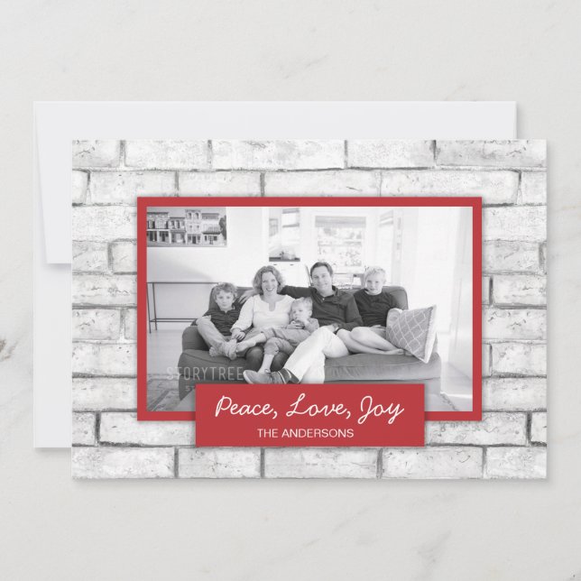 White Brick Wall Peace Love Joie Carte photo de va (Devant)