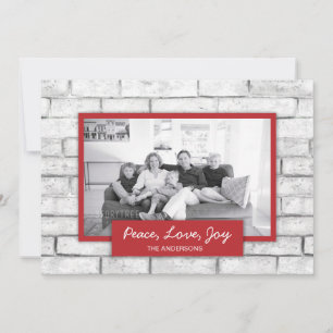 White Brick Wall Peace Love Joie Carte photo de va