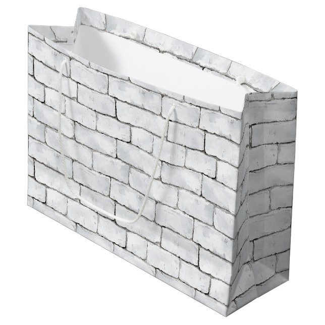 White Bricks Große Geschenktüte (Vorderseite Schrägansicht)