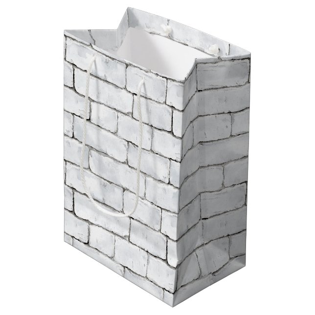 White Bricks Mittlere Geschenktüte (Vorderseite Schrägansicht)