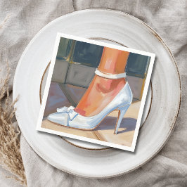 White Bridal Heels Wedding Serviette