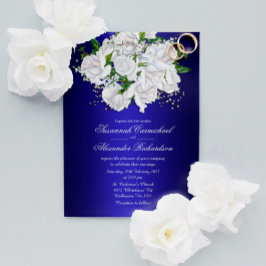 White Bridal Rose auf Dark Blue Wedite Einladung Postkarte