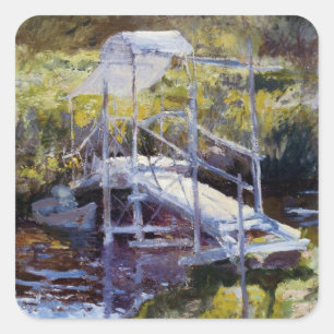 White Bridge von John Twachtman Quadratischer Aufkleber