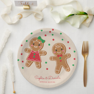 White Broad Gender Reveal Paper Plate Pappteller