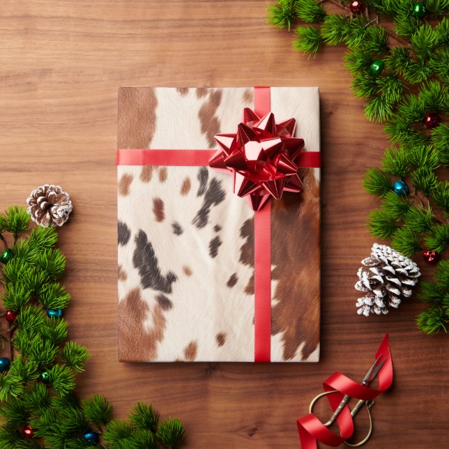 White Brown Cowhid Geschenkpapier (Feiertagsgeschenk)