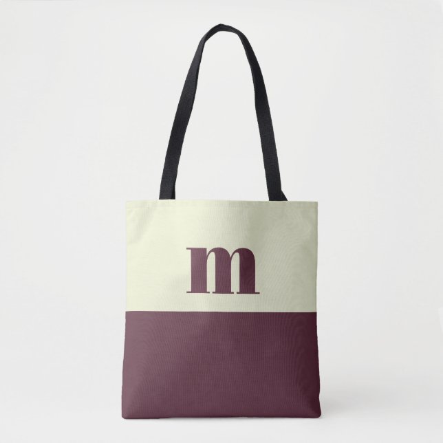 White & brown initial personalized tote bag tasche (Vorderseite)