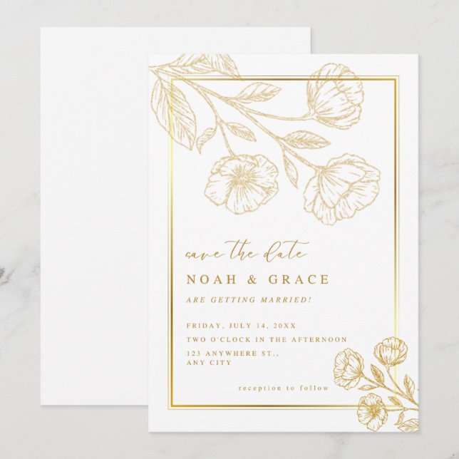 White Brown Modern Save the Date Einladung (Vorne/Hinten)