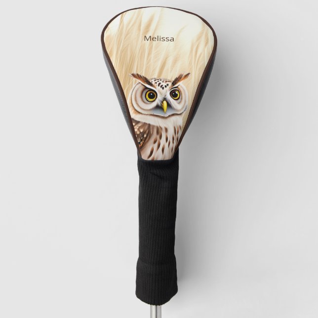 White Brown Owl Monogram Golf Headcover (Vorderseite)