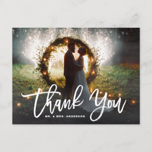 White Brush Calligraphy Script Wedding Vielen Dank Postkarte