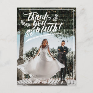 White Brush Script Twigs Vielen Dank für Ihr Hochz Ankündigungspostkarte