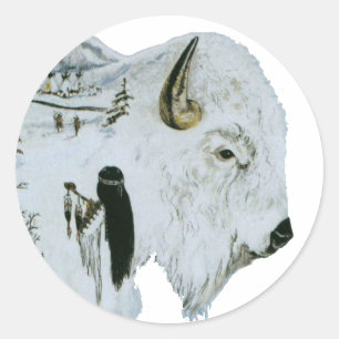 White Buffalo FrauenStickers Runder Aufkleber