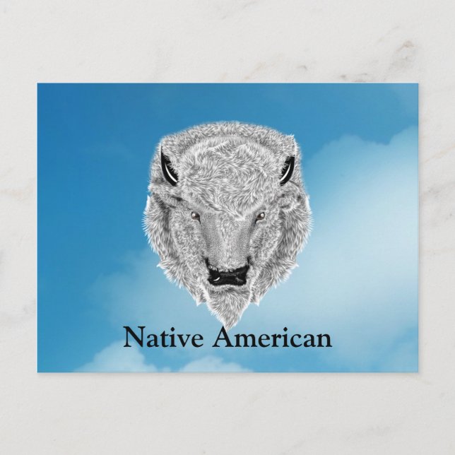White Buffalo Head Postcard Postkarte (Vorderseite)