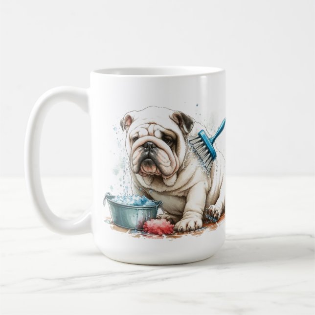 White Bulldog Bad Weihnachten Kaffee Tasse Cup (Links)
