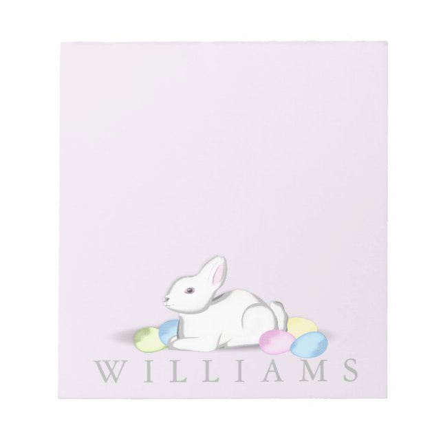 White Bunny 5.5" x 6" Notepad - 40 Seiten Notizblock (Vorderseite)